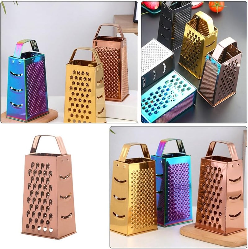 4 Sided Rose Gold Stainless Steel Cheese Grater Vegetable Cutter Multifunctional Kitchen Tool - Image 4